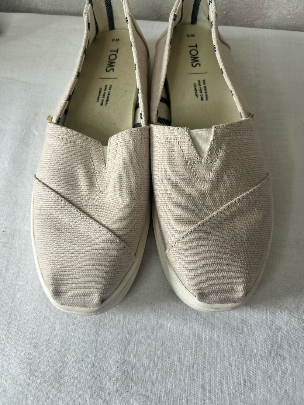 TOMS Women's Canvas Slip-Ons in Light Beige